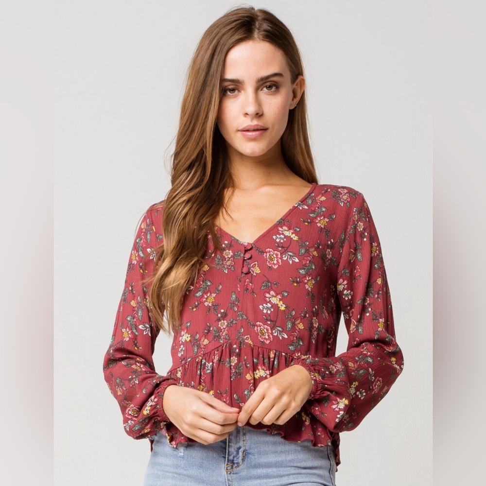 MIMI CHICA Floral Paisley Womens Babydoll Top